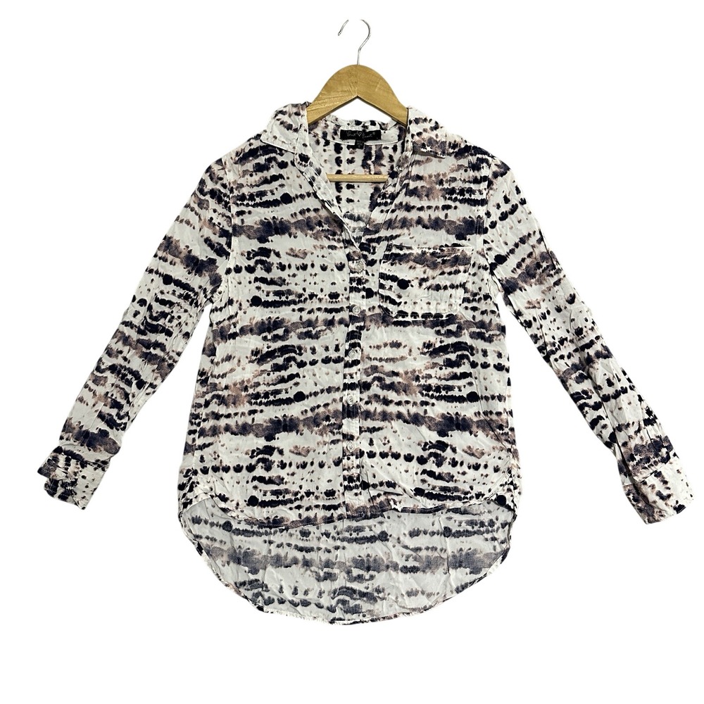 Velvet Heart‎ Button Down Shirt Womens Small White Tie Dye Rayon